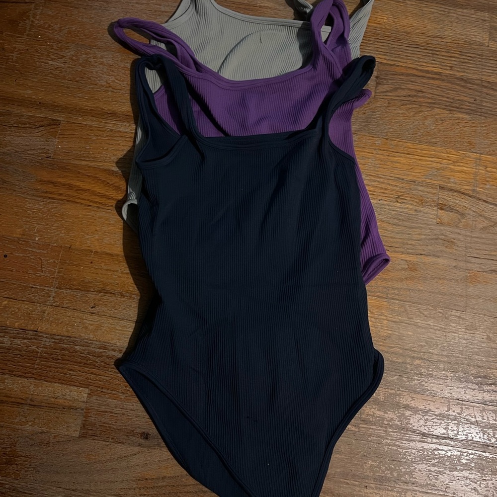 Purple, navy and gray Ribbed Bodysuit